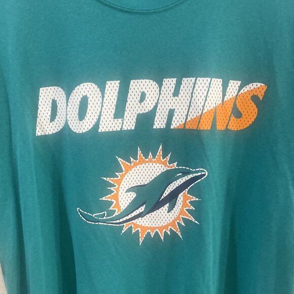 Nike Dri Fit Shirt Mens XL NFL Miami Dolphins Logo Crew Neck Teal Blue - Picture 2 of 12